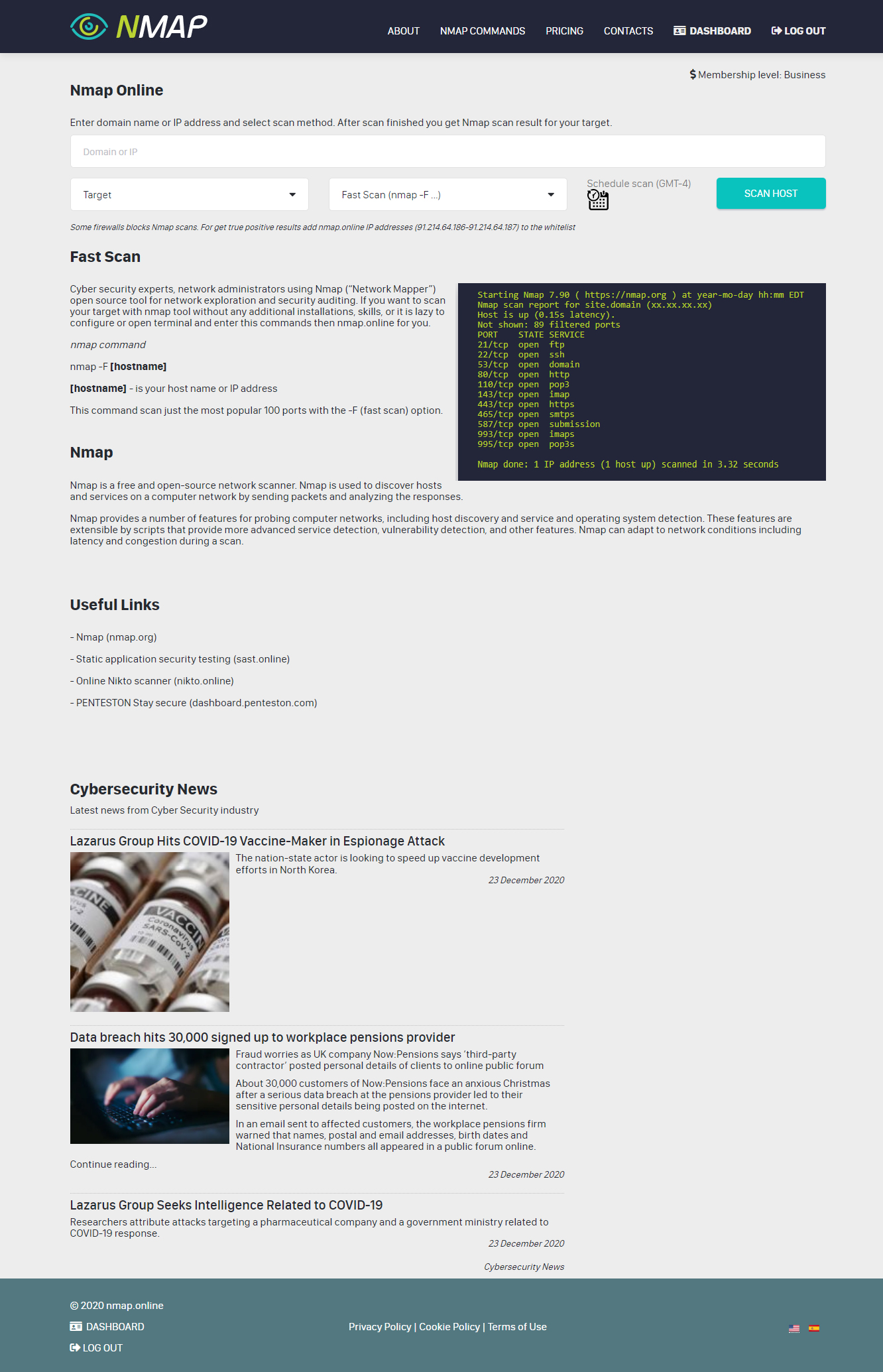 Online Nmap scanner